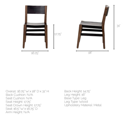 Mercana Nell Wooden Black Dining Chair (Set of 2)