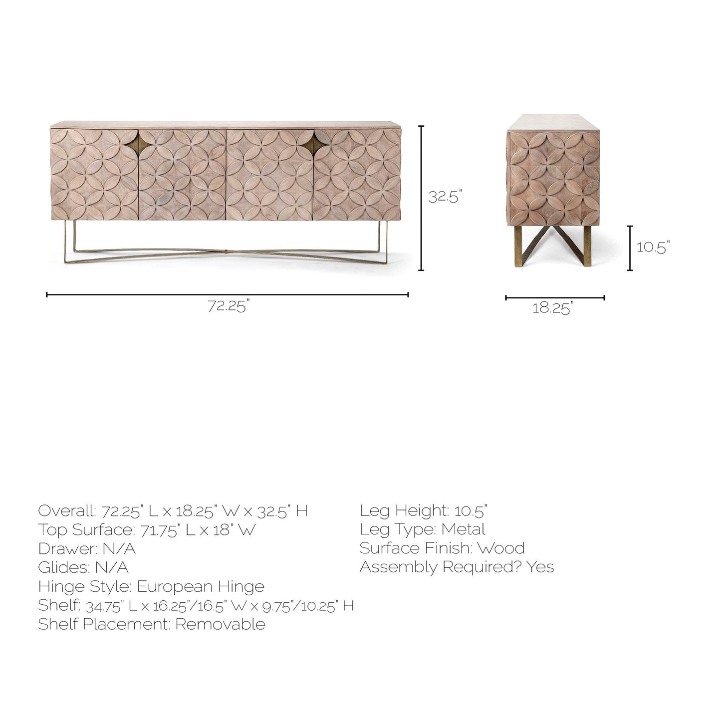 Excelsior Four Doors Wood Sideboard