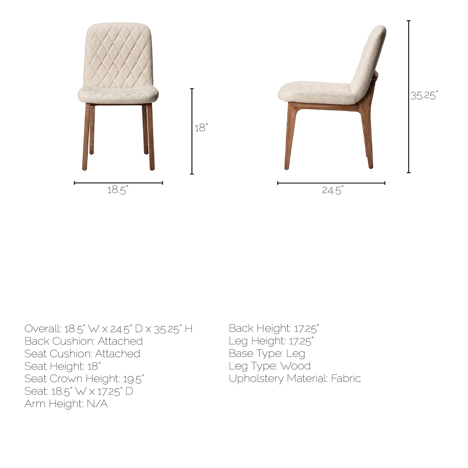 Mercana David Fabric Wrap Armless Dining Chair (Set of 2)