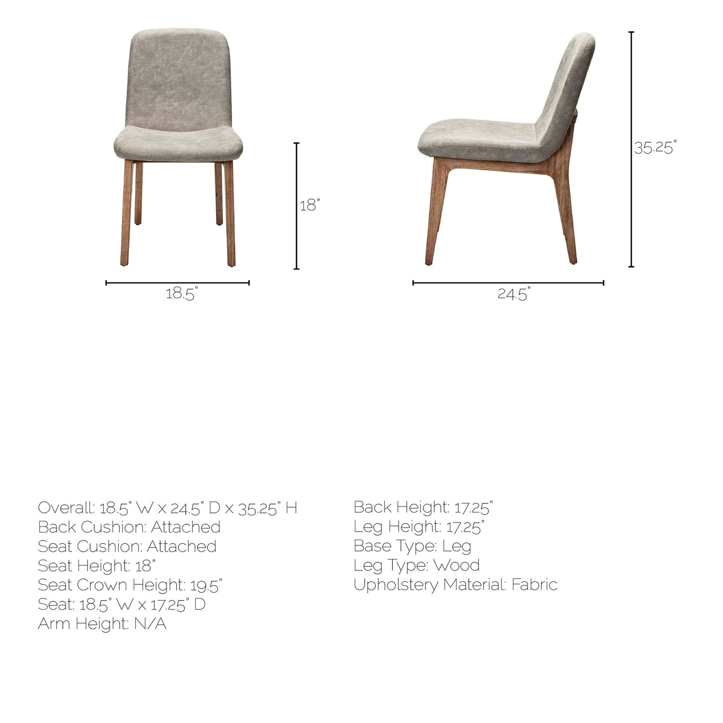 Mercana David Fabric Wrap Armless Dining Chair (Set of 2)