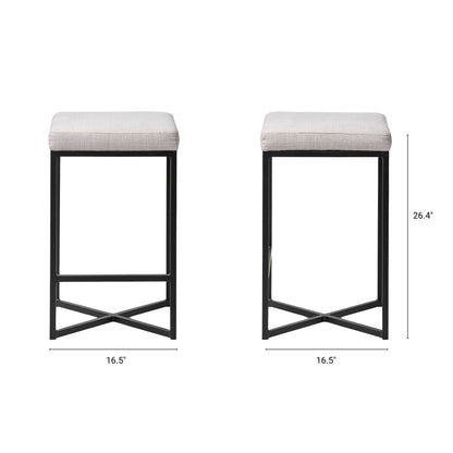Mercana Frodo White Fabric Bar Stool