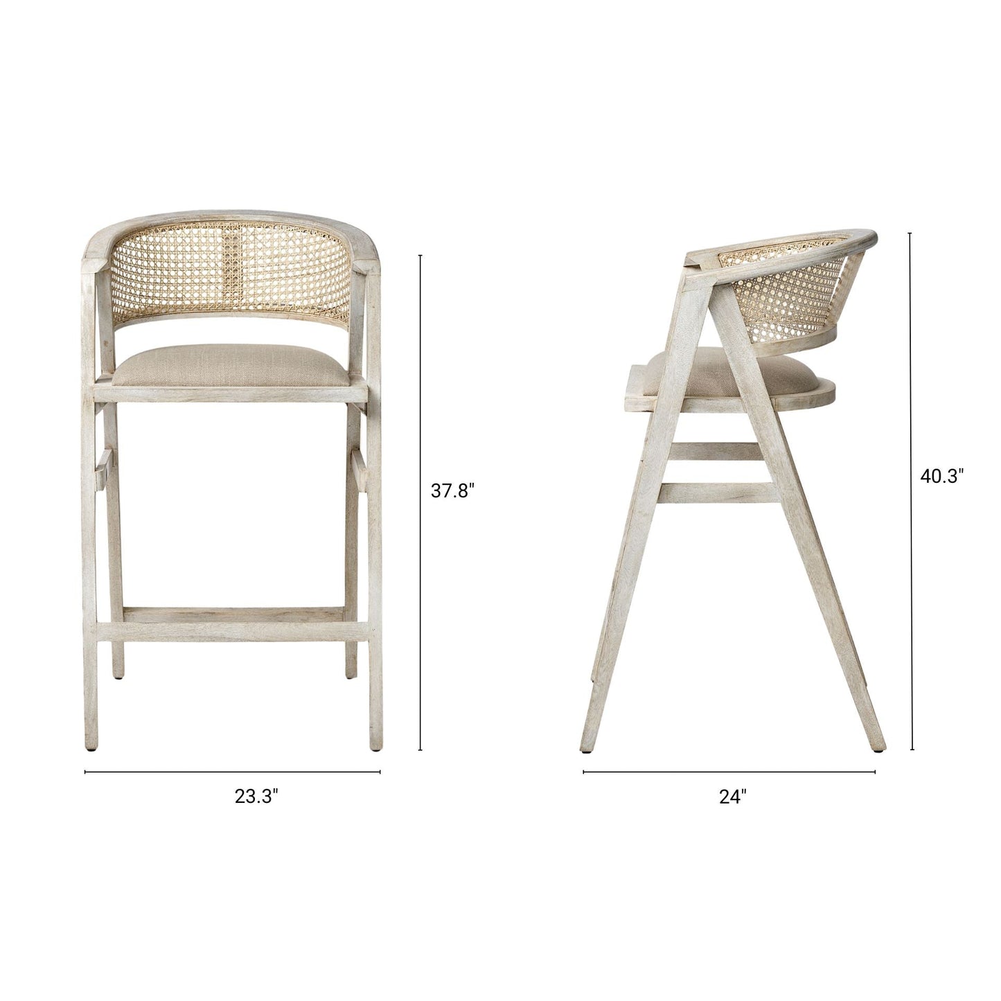 Mercana Tabitha Beige Fabric Triangular Leg Barstool