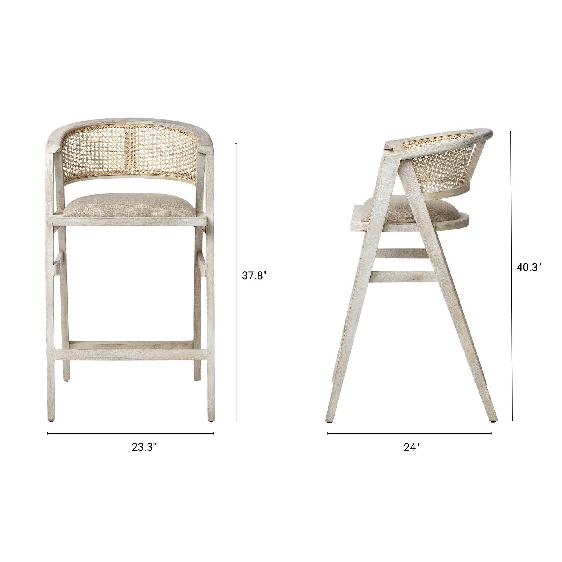 Mercana Tabitha Beige Fabric Triangular Leg Barstool