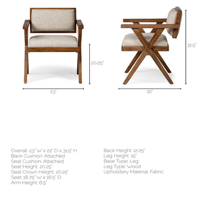 Mercana Topanga Cream Fabric Dining Chair (Set of 2)