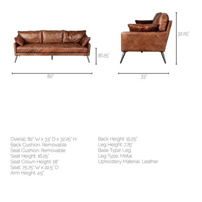 Mercana Cochrane Top Grain Leather Three Seater Sofa