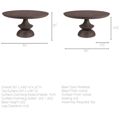 Mercana Crossman Wooden Round Dining Table
