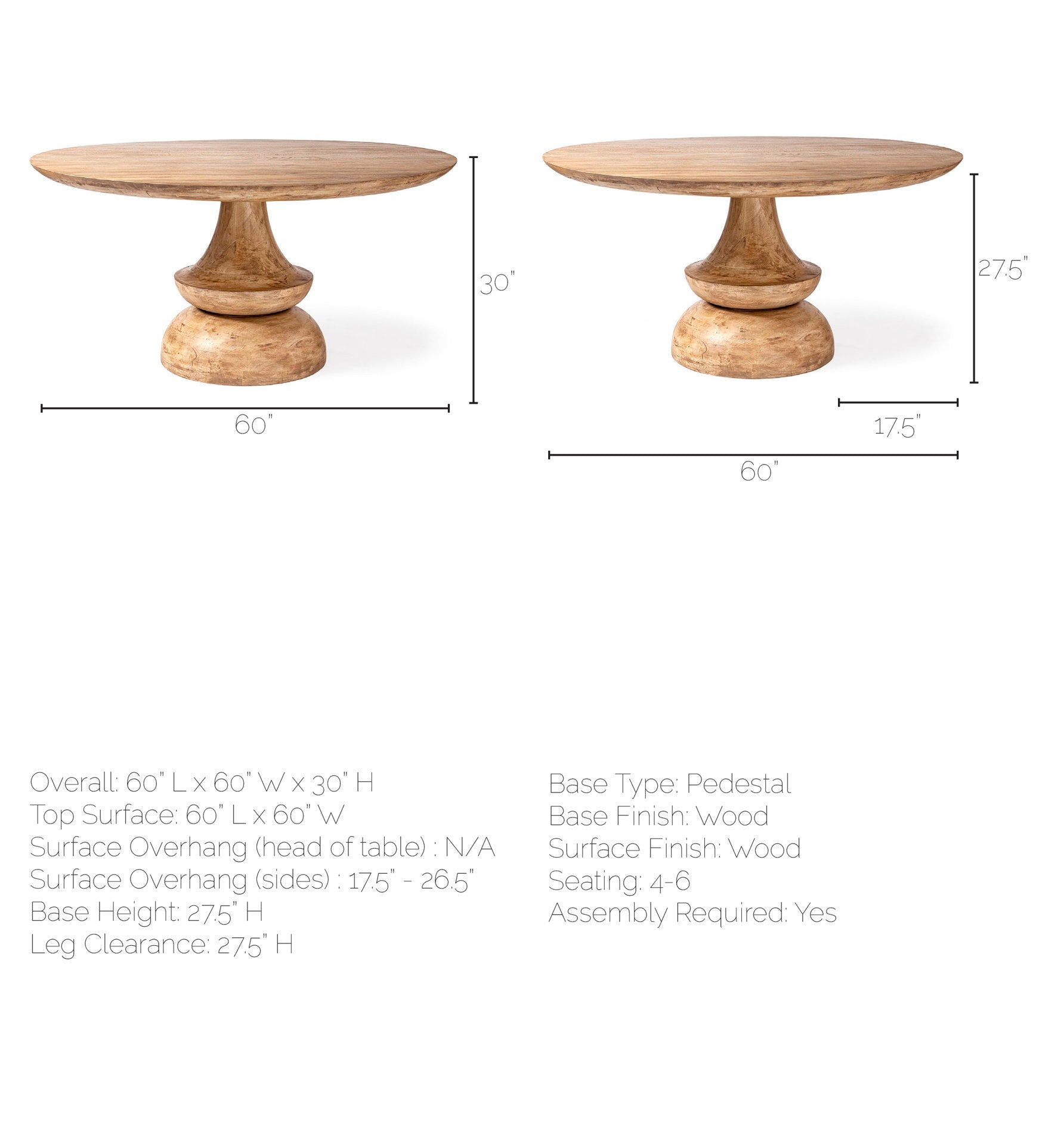 Mercana Crossman Wooden Round Dining Table
