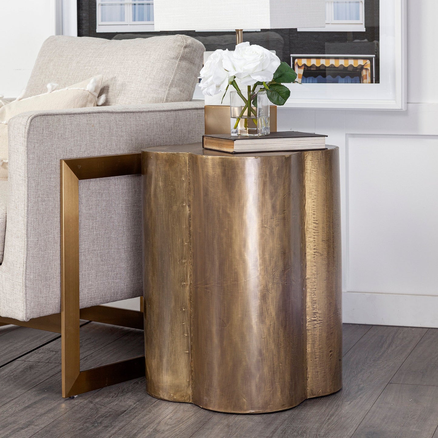 Mercana Quatrefoil Cladding Brass Accent Table
