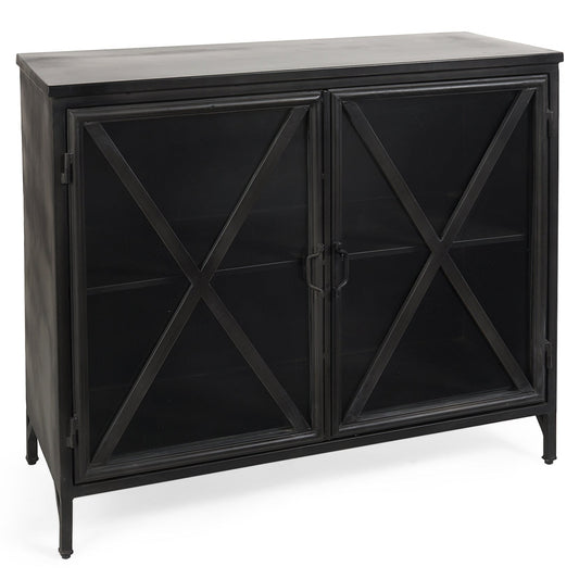 Mercana Poppy Glass Door Black Accent Cabinet