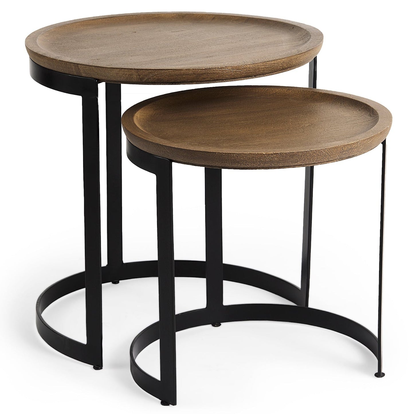 Mercana Aisley Wood Top Nesting Side Table (Set of 2)