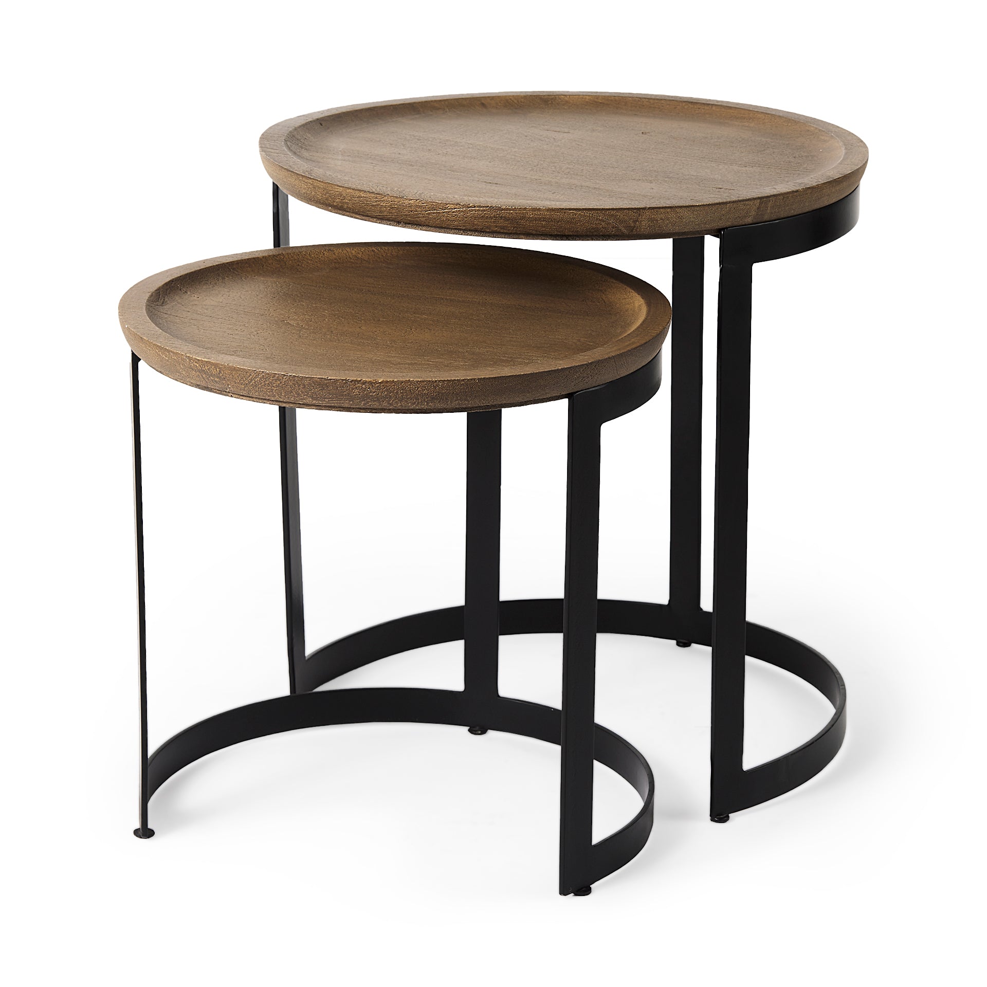 Mercana Aisley Wood Top Nesting Side Table (Set of 2)