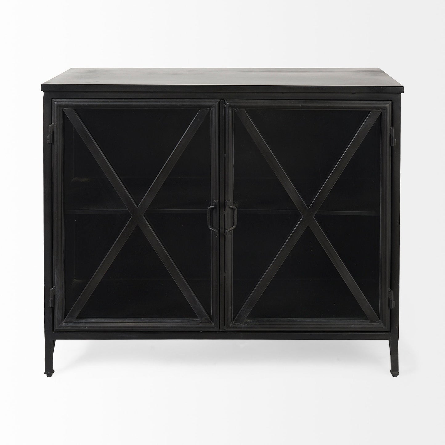 Poppy Glass Door Black Accent Cabinet