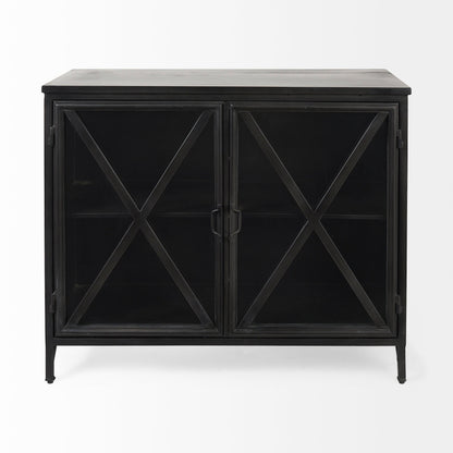 Poppy Glass Door Black Accent Cabinet