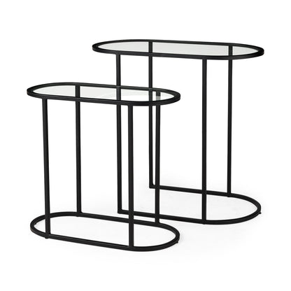 Mercana Celine Black Metal Frame Nesting Table (2PC)