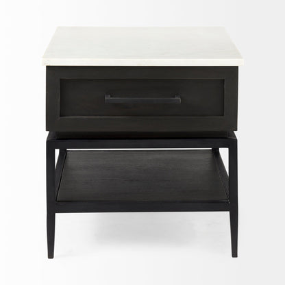 Mercana Divina White Marble Top Side Table