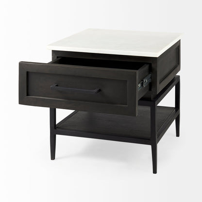 Mercana Divina White Marble Top Side Table