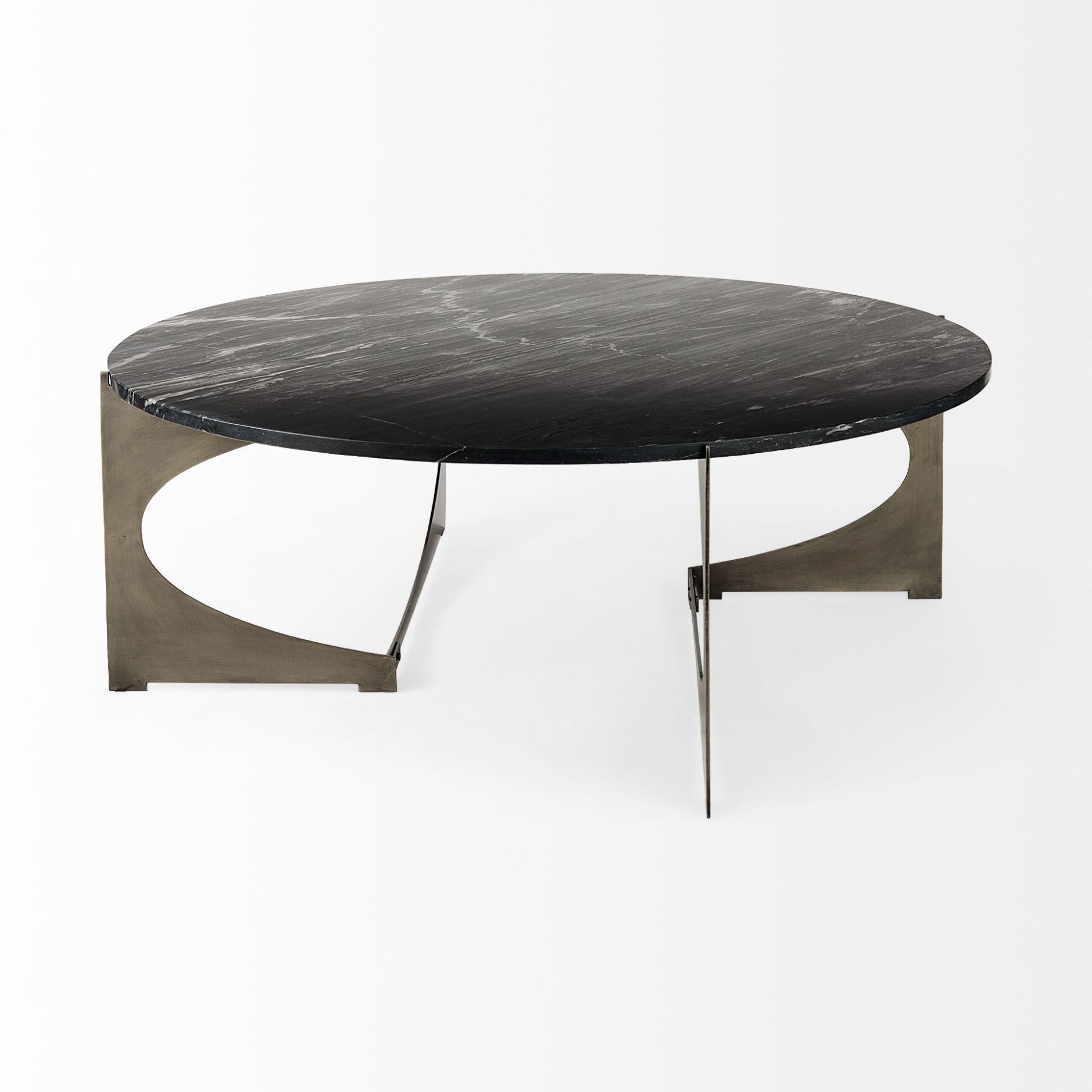 Mercana Reinhold White Marble Top Round Coffee Table