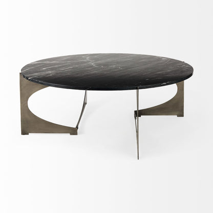 Mercana Reinhold White Marble Top Round Coffee Table
