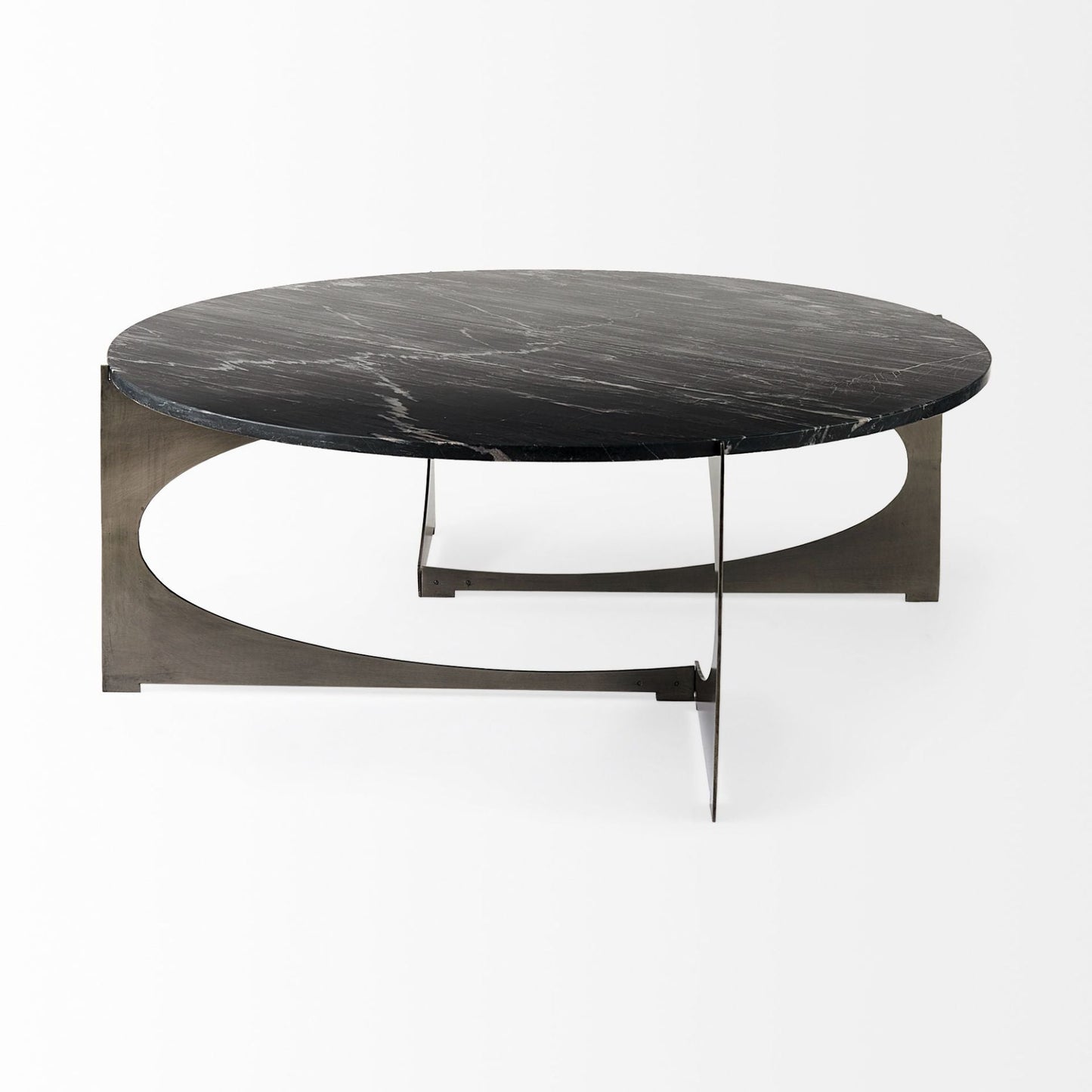 Mercana Reinhold White Marble Top Round Coffee Table