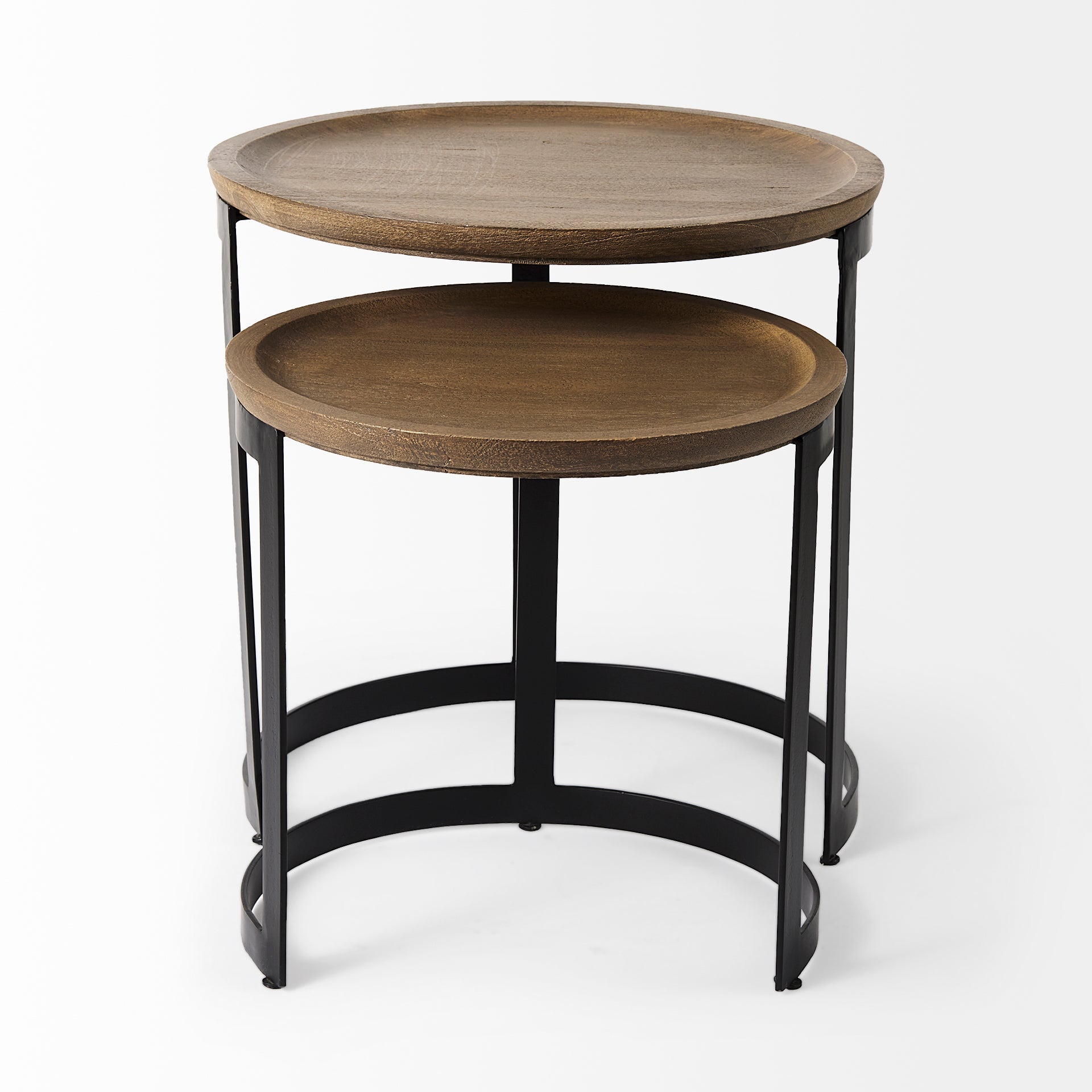 Mercana Aisley Wood Top Nesting Side Table (Set of 2)