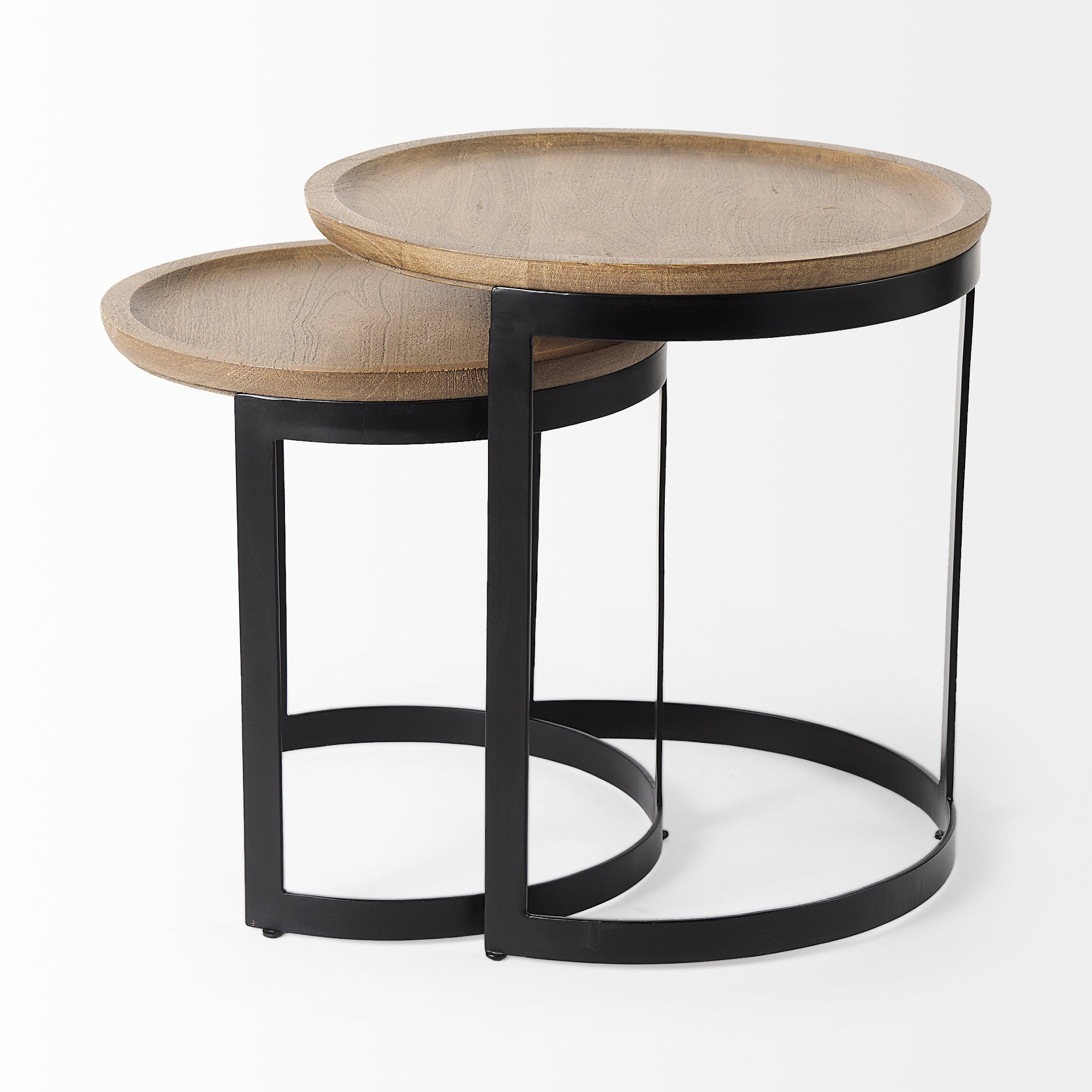 Mercana Aisley Wood Top Nesting Side Table (Set of 2)