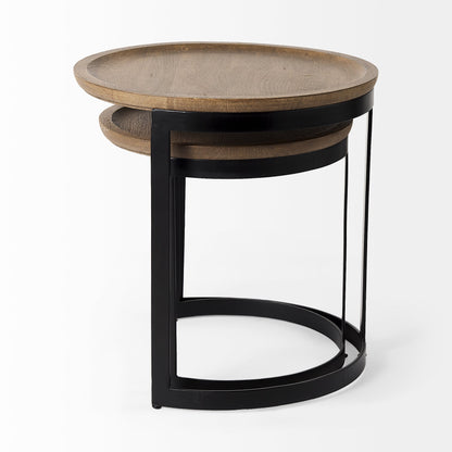 Mercana Aisley Wood Top Nesting Side Table (Set of 2)