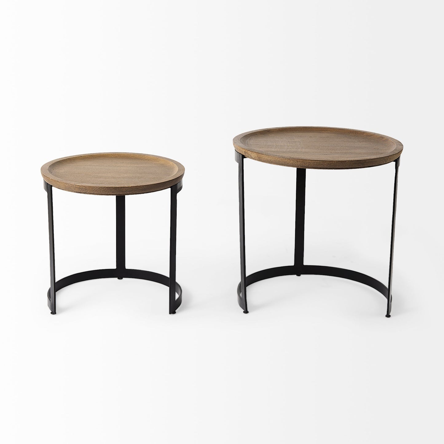 Mercana Aisley Wood Top Nesting Side Table (Set of 2)