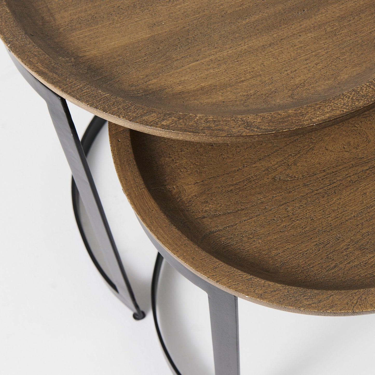 Mercana Aisley Wood Top Nesting Side Table (Set of 2)