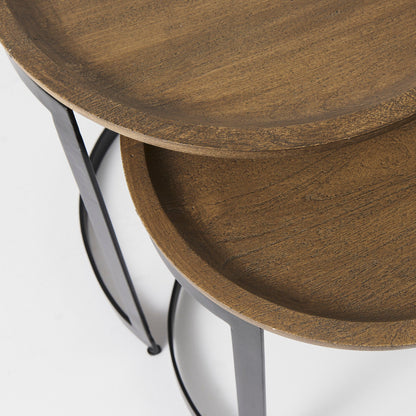 Mercana Aisley Wood Top Nesting Side Table (Set of 2)