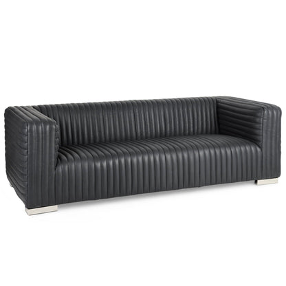 Mercana Ricciardo Black Leather Three Seater Sofa