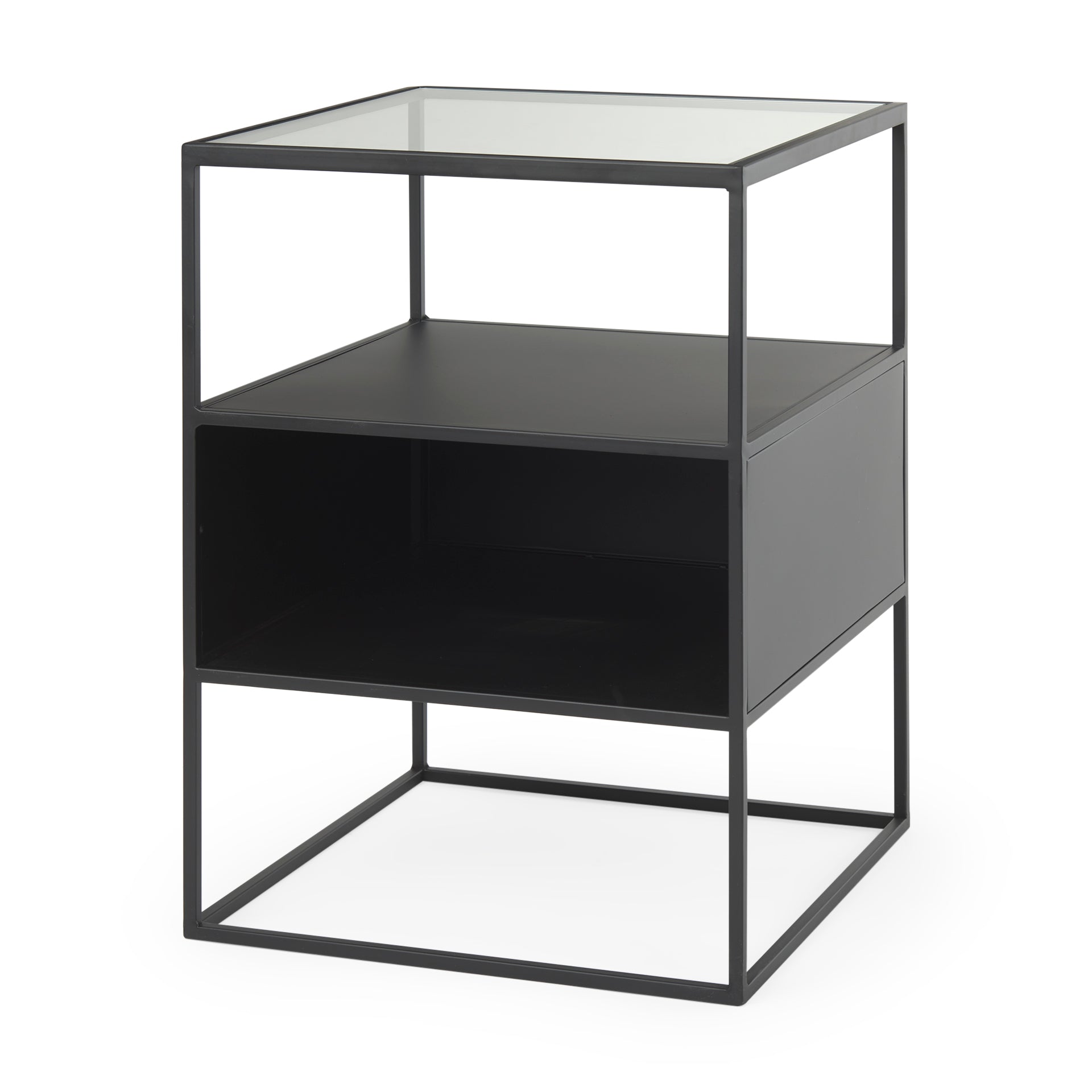 Mercana Samson Glass Top Square Side Table