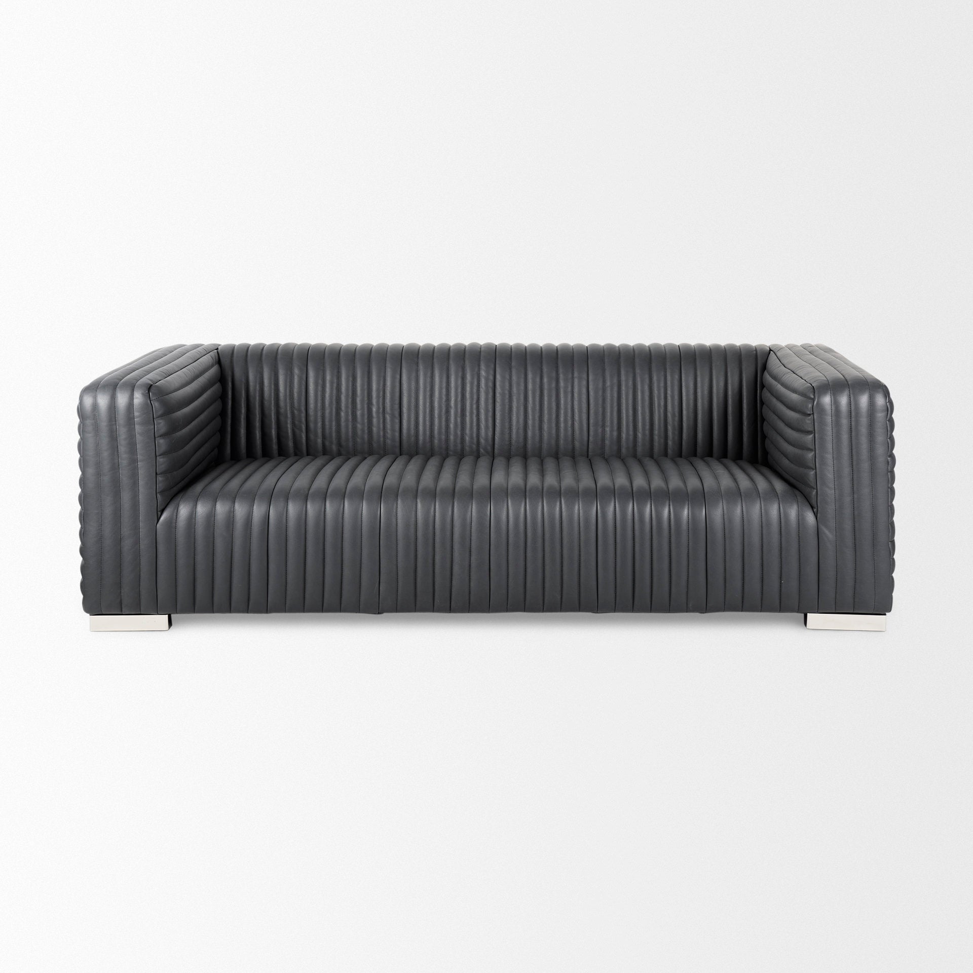 Mercana Ricciardo Black Leather Three Seater Sofa