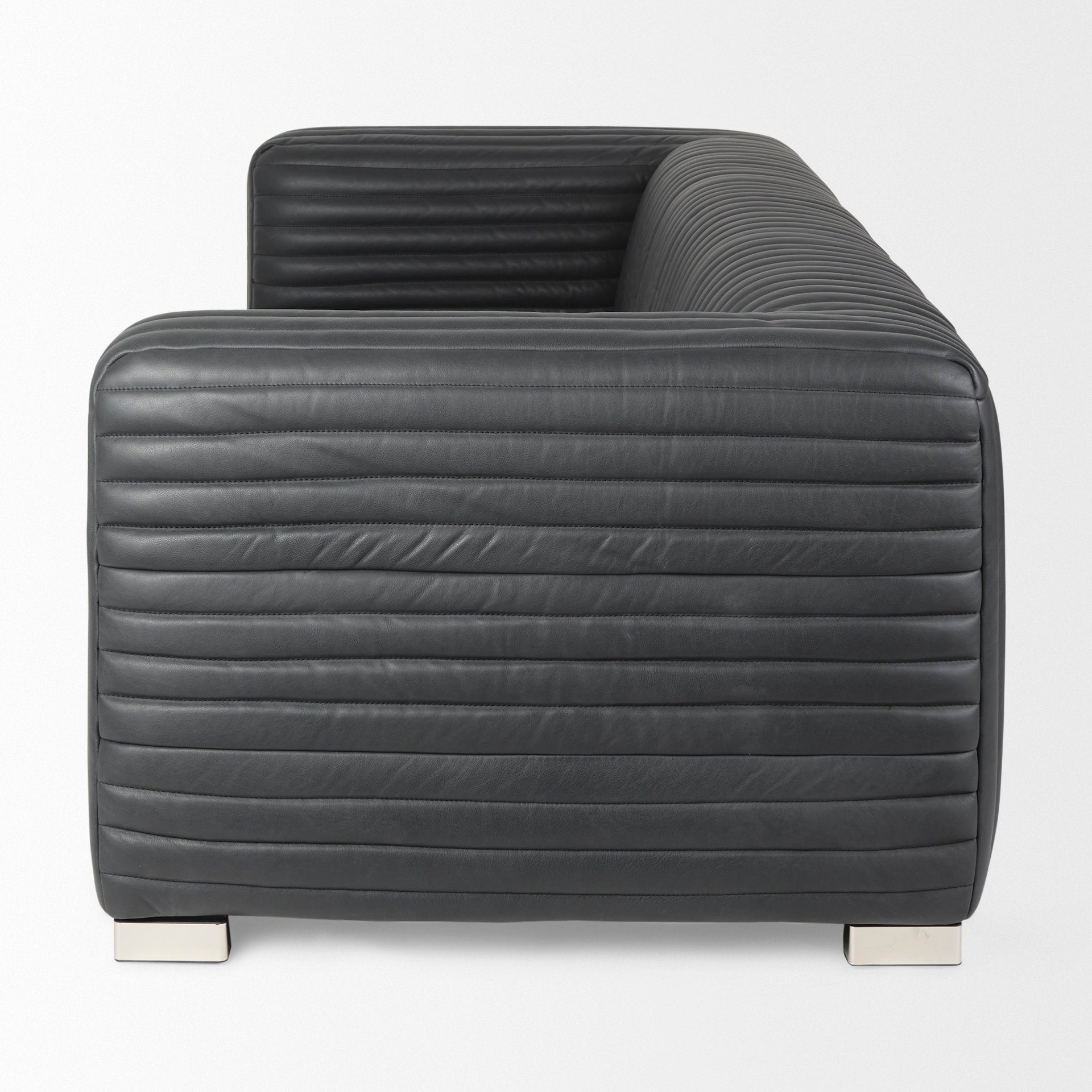 Mercana Ricciardo Black Leather Three Seater Sofa