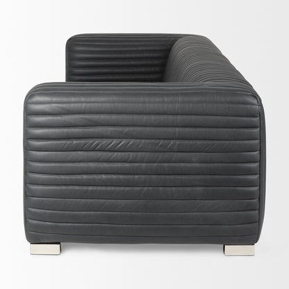 Mercana Ricciardo Black Leather Three Seater Sofa