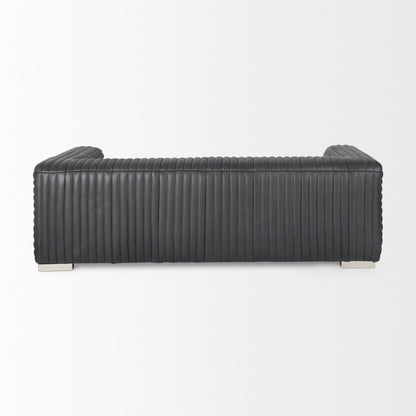 Mercana Ricciardo Black Leather Three Seater Sofa
