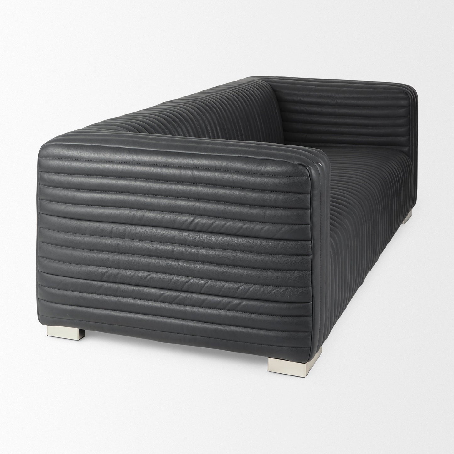 Mercana Ricciardo Black Leather Three Seater Sofa