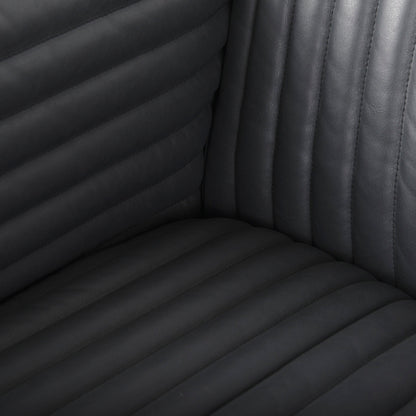 Mercana Ricciardo Black Leather Three Seater Sofa
