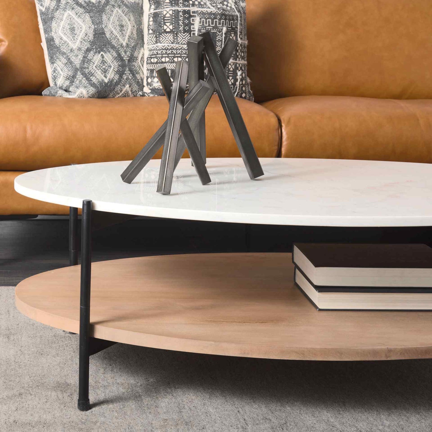 Mercana Larkin Marble Top Oval Coffee Table
