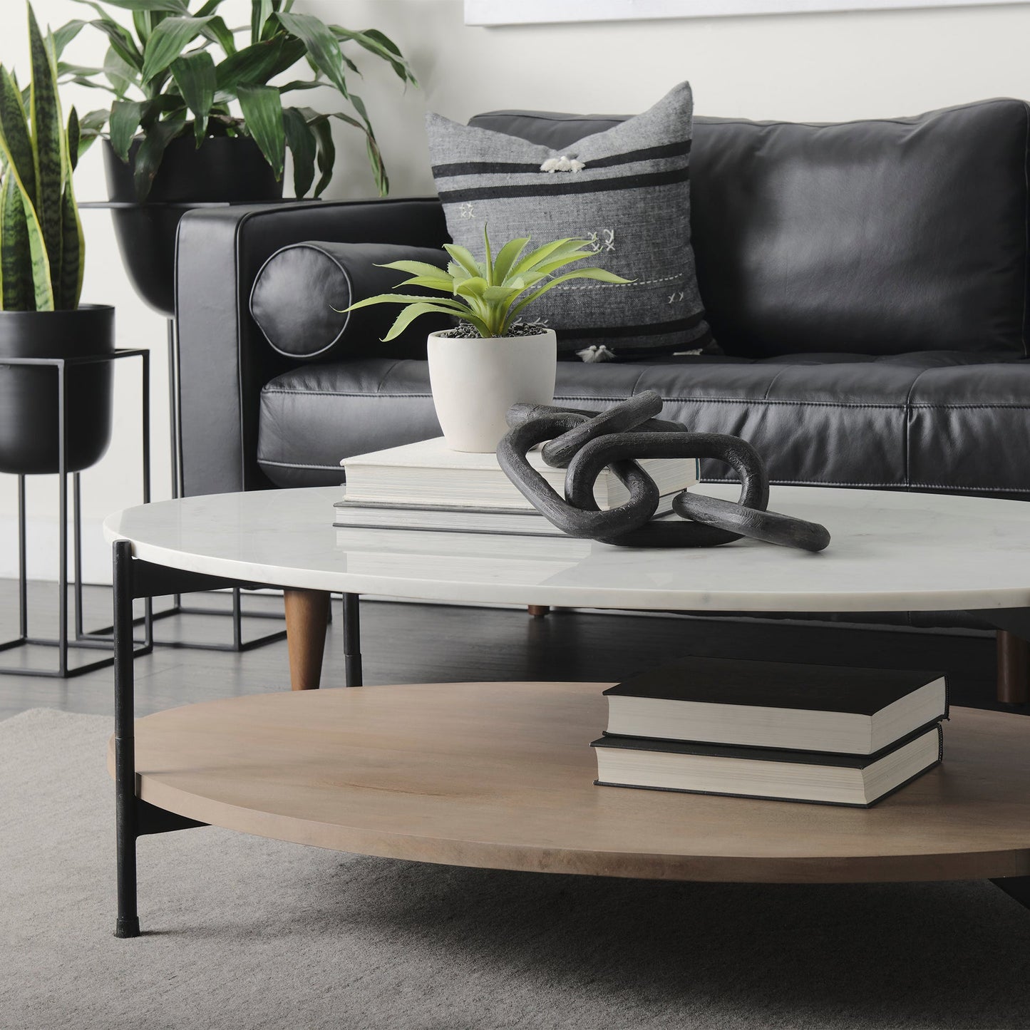 Mercana Larkin Marble Top Oval Coffee Table
