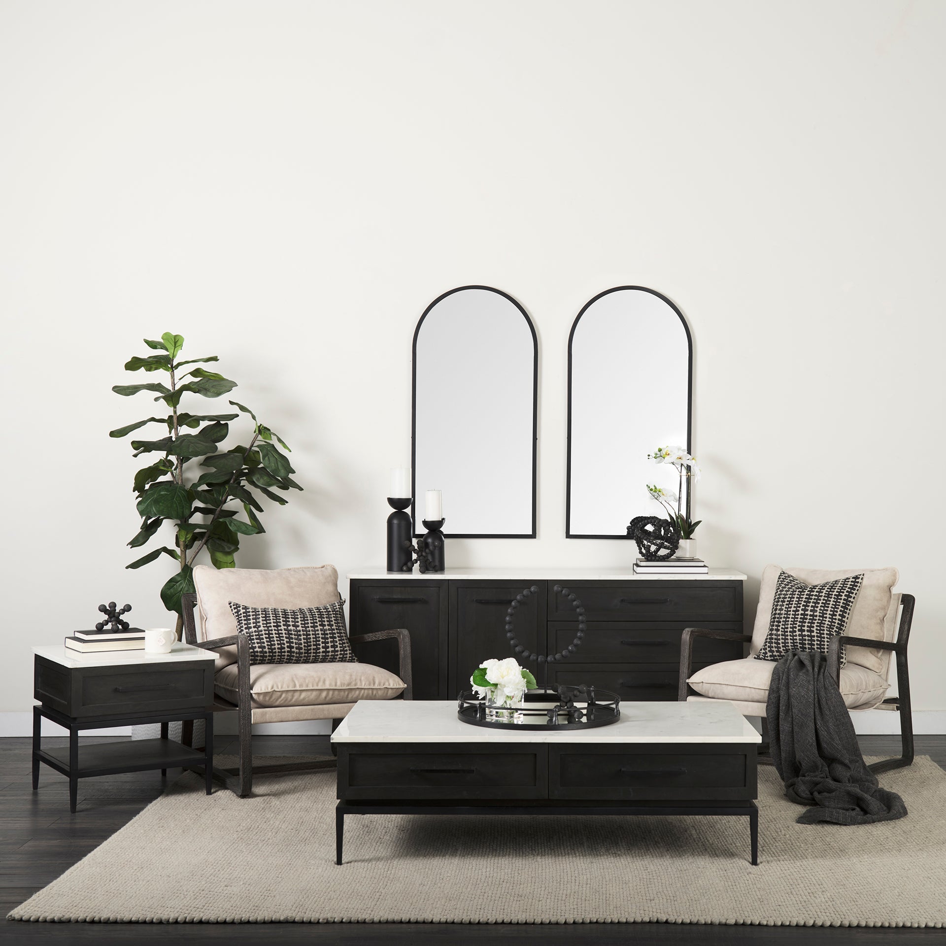 Mercana Divina White Marble Top Side Table