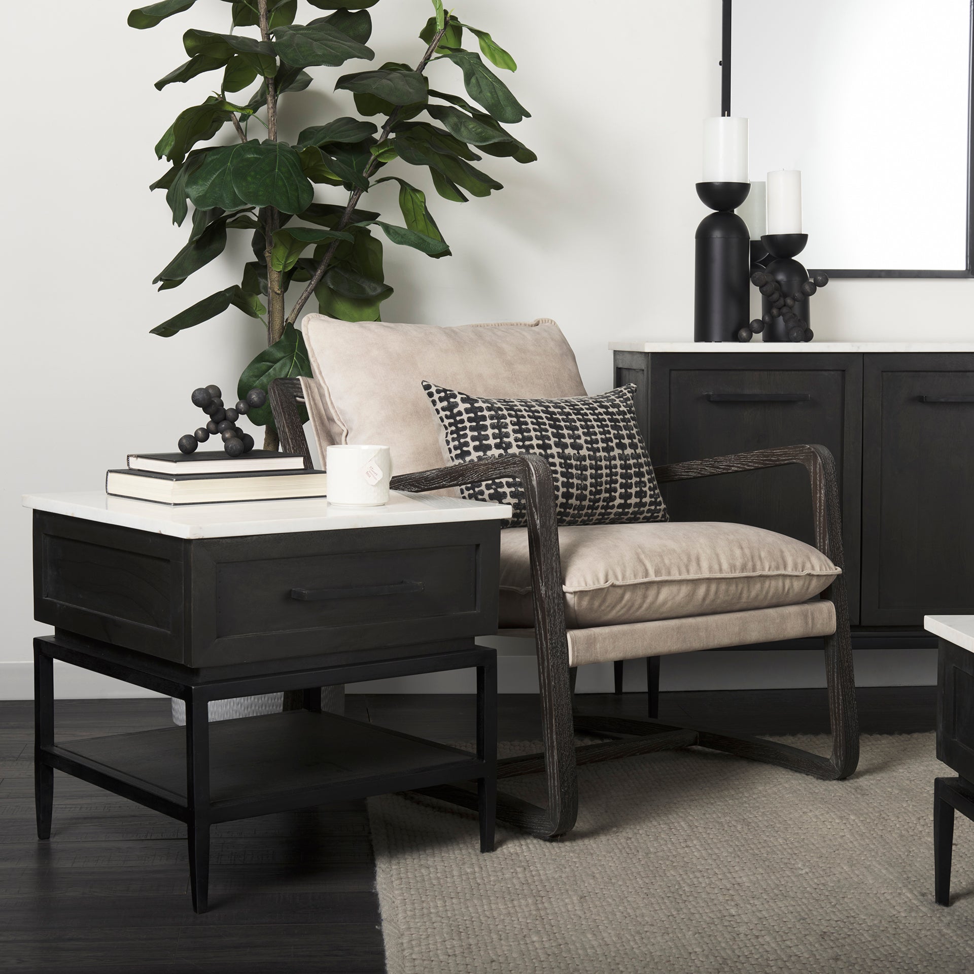 Mercana Divina White Marble Top Side Table