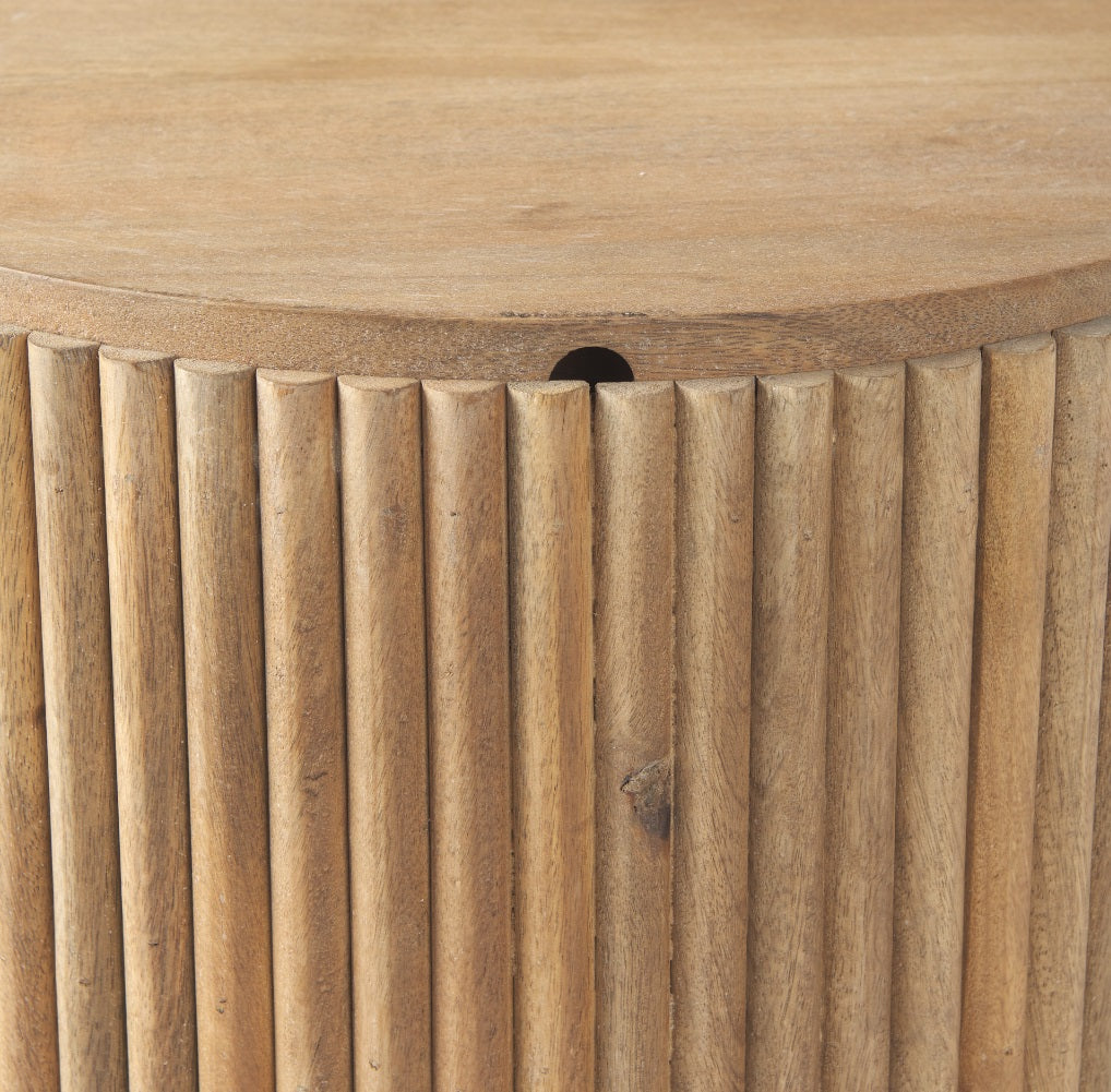 Mercana Terra Fluted Wooden Side Table