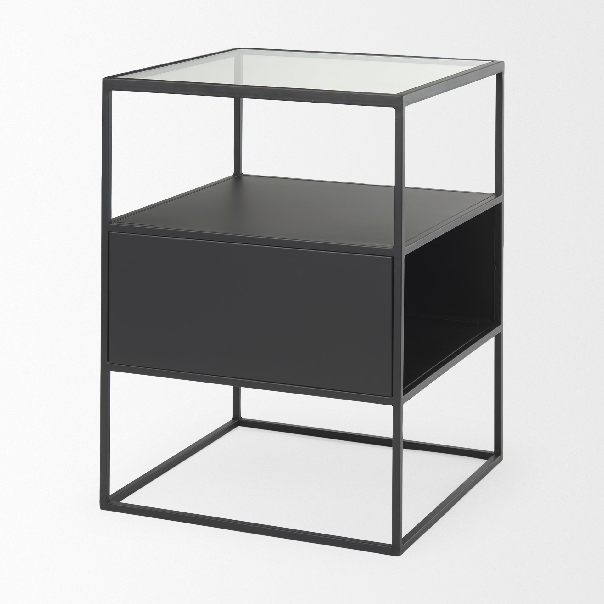 Mercana Samson Glass Top Square Side Table