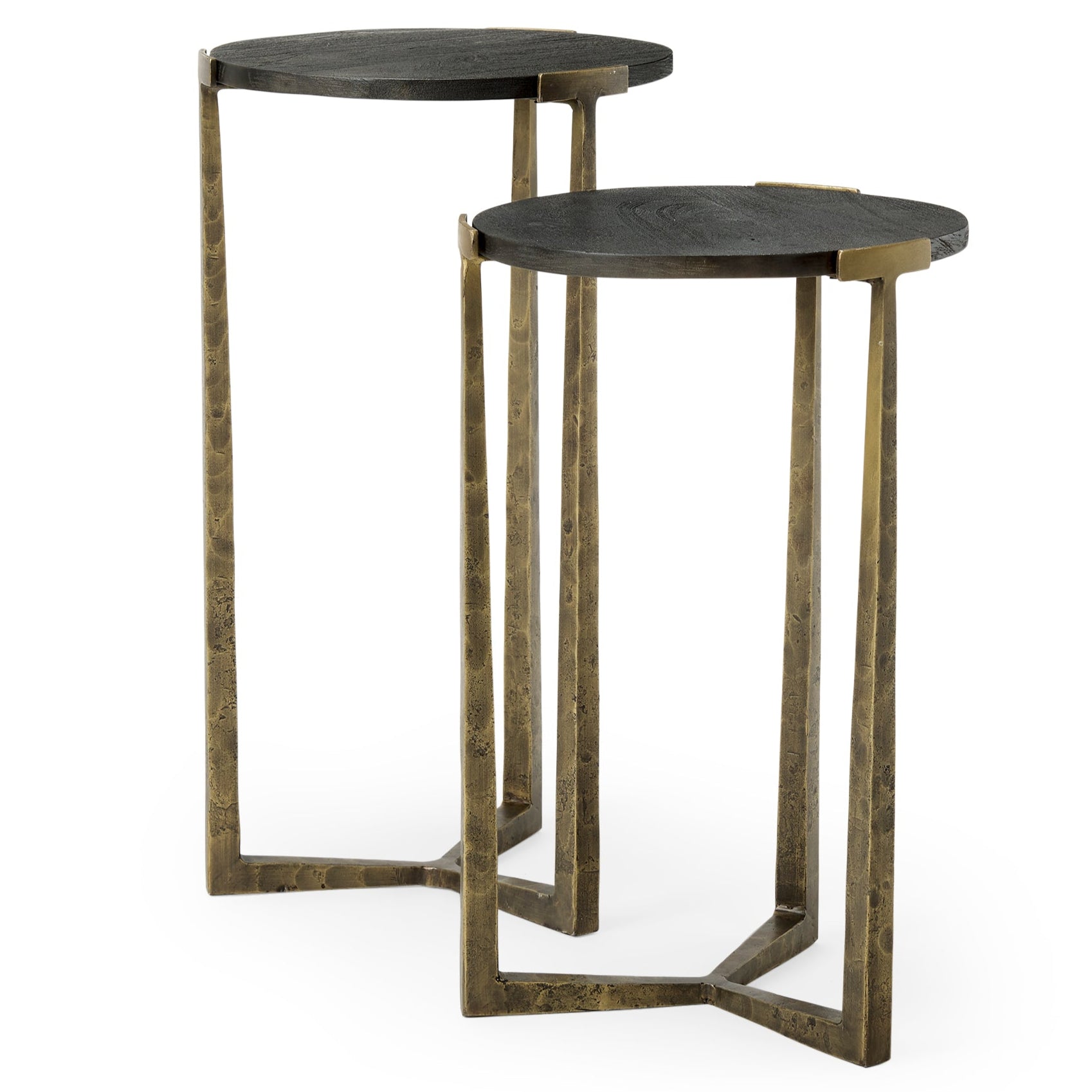 Mercana Atticus Black Wood Top Nesting Table (Set of 2)