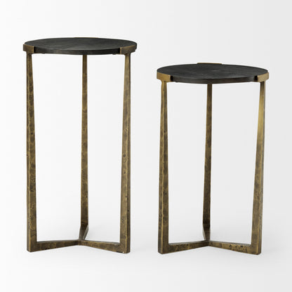Mercana Atticus Black Wood Top Nesting Table (Set of 2)