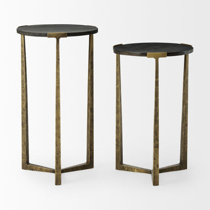 Mercana Atticus Black Wood Top Nesting Table (Set of 2)