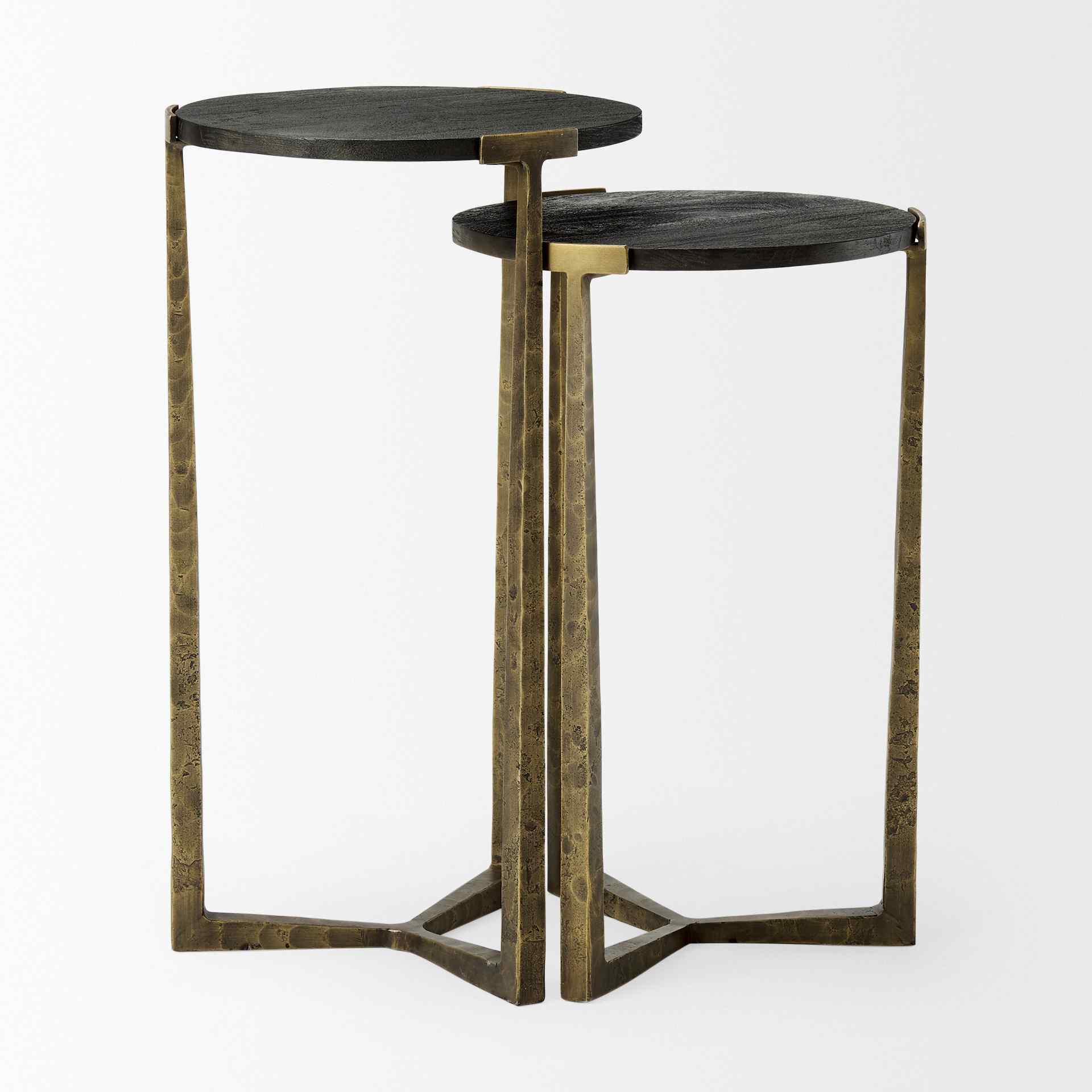 Mercana Atticus Black Wood Top Nesting Table (Set of 2)