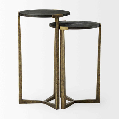 Mercana Atticus Black Wood Top Nesting Table (Set of 2)