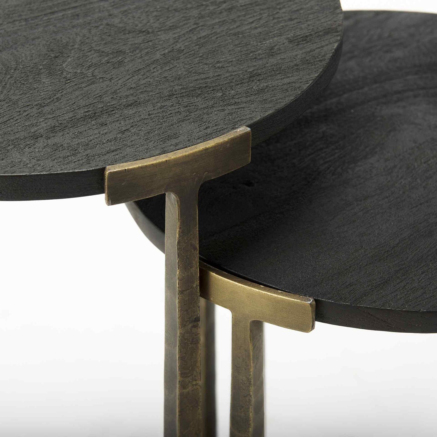 Mercana Atticus Black Wood Top Nesting Table (Set of 2)