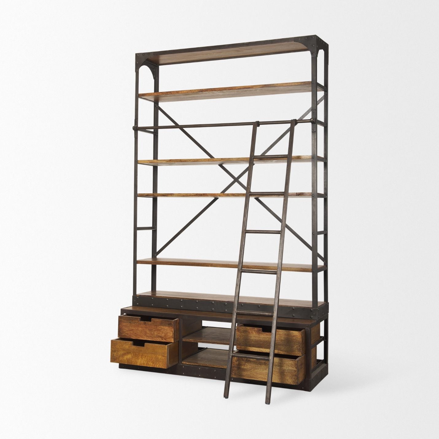 Brodie Four Shelves Wood Shelving Unit
